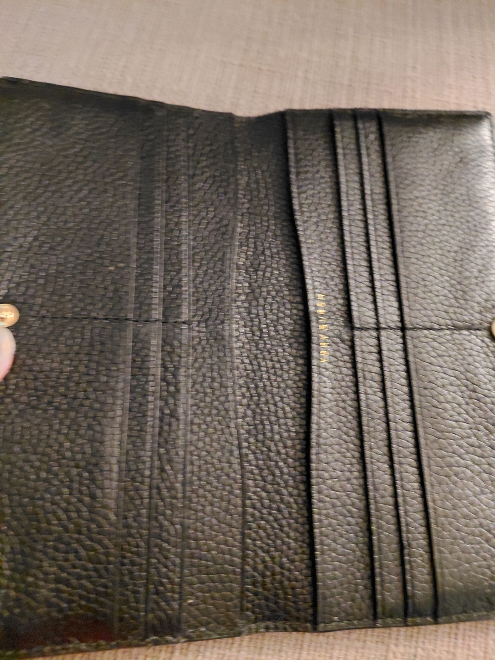 Tory Burch Black Leather Zip Wallet - Gold Logo - Picture 7 of 7